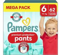 Pampers Premium - Protector de pañales, talla 6, 62 bragas, 15 kg, bragas Pampers n.º 1 para mayor comodidad y mantenimiento, fácil de poner