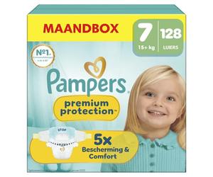 Pampers Premium Protector Pañales Tamaño 7 x128 Pack 1 Mes | 15 kg. Nuestro número 1 para la protección de la piel y contra las fugas. Paquete de 1 mes