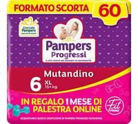 Pampers Progresos Braga & Fit Prime XL, 60 Pañales, Talla 6 (15+ Kg)