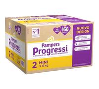 Pampers Progressi 2 Hexapacco 168 pañales talla 2 Mini 3-6 kg