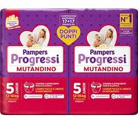 Pampers Progressi - Braga Junior, paquete doble, talla 5 (12-18 kg), 34 pañales
