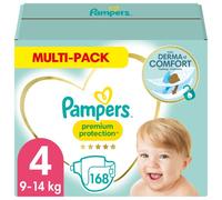 Pampers - Protección Premium - Pañales Tamaño 4 (9-14 kg) - Paquete de 1 mes (168 Pañales)