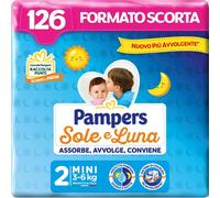Pampers Sol y Luna Mini, 126 Pañales, Talla 2 (3-6 kg)