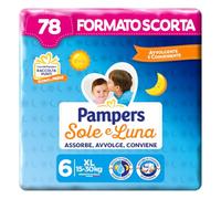 Pampers Sol y Luna Pañales Extralargos, Talla 6 (15-30 kg), 78 Pañales