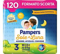 Pampers Sol&Luna 3 4-9 Kg. 20 Piezas Pañales Midi Hechos En Italia