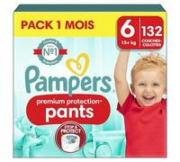 Pampers Talla 6 Pañales (15+ kg), Protección Premium, 132 pañales, caja mensual, funda de ropa 1 para mayor comodidad y protección de la piel sensible