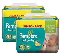 Pampers Tamaño del bebé en seco 4+ Maxi Plus 9-20kg Jumbo Plus Pack, paquete de 2 (2 x 76 pañales)