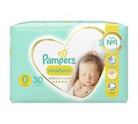Pampers Tamaño del pañal 0 (<3 kg), pañales de cuidado premium, 30 piezas, la mejor comodidad y protección para pieles sensibles de Pampers