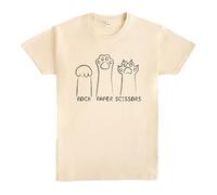 Pampling Camiseta de Manga Corta, 100% Algodón, Ropa Unisex para Hombres y Mujeres en 5 Tallas, Camiseta Beige, Modelo Rock Paper Scissors (L)