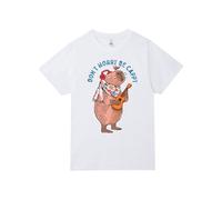 Pampling Camiseta Infantil para Niños y Niñas de Manga Corta 100% Algodón, Ropa Cómoda y Transpirable con Diseños Originales, Color Blanco (Do Not Worry Be Cappy, S)
