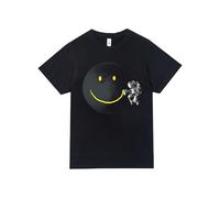 Pampling Camiseta Infantil para Niños y Niñas de Manga Corta 100% Algodón, Ropa Cómoda y Transpirable con Diseños Originales, Color Negro (Make A Smile, XS)