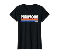 Pamplona Spain Retro 70s 80s Style Camiseta gráfica económica, Mujer, Negro, XL