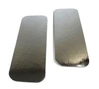 PAMPOLS Pack de 400 Bandejas de Cartón 28X9 cm | Ideales para presentar canapés, repostería y aperitivos varios | Bandejitas muy versátiles | Color Plata