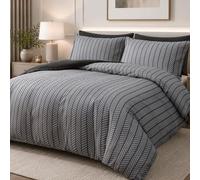 Pamposh Juego de Funda nórdica Funda nórdica de Microfibra de Primera Calidad con 2 Fundas de Almohada, Juego de Cama súper Suave e hipoalergénico. (Gris y Negro, Double (200 x 200 cm))