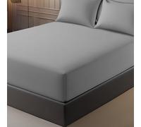 Pamposh Sábana Ajustable de Bolsillo Extra Profundo (40 cm), hipoalergénica, Doble Cepillado, Resistente al Encogimiento, Microfibra de Primera Calidad. (Gris, Super King (180 x 200 cm))