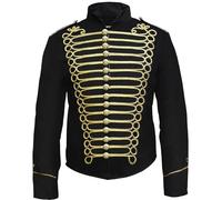 Pamposh Steampunk Hussar Napoleon Military Drummer Parade - Chaqueta, Negro Y Oro, XXL