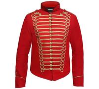 Pamposh Steampunk Hussar Napoleon Military Drummer Parade - Chaqueta, Rojo y dorado., S