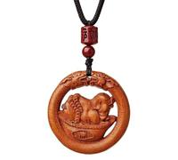 PAMTIER 12 collares del zodiaco chino para hombres y mujeres, amuletos de la suerte, colgante de madera, cadena de cuerda, joyería personalizada de horóscopo, Metal, Metal