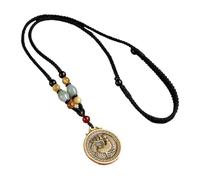 PAMTIER 12 Zodiaco Chino Collar para Hombres Mujeres Amuletos de la Suerte Signo Círculo Acero Inoxidable Boho Colgante Ajustable Largo Cuerda Cadena Personalizado Horóscopo Vintage Joyería Gallo