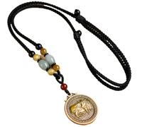 PAMTIER 12 Zodiaco Chino Collar para Hombres Mujeres Amuletos de la Suerte Signo Círculo Acero Inoxidable Boho Colgante Ajustable Largo Cuerda Cadena Personalizado Horóscopo Vintage Joyería Buey