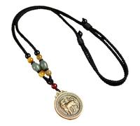 PAMTIER 12 Zodiaco Chino Collar para Hombres Mujeres Amuletos de la Suerte Signo Círculo Acero Inoxidable Boho Colgante Ajustable Largo Cuerda Cadena Personalizado Horóscopo Vintage Joyería Tigre