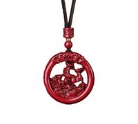 PAMTIER 12 Zodiaco Chino Collar para Hombres Mujeres Amuletos de la Suerte Signo Círculo Rojo Colgante Cuerda Cadena Declaración Personalizado Horóscopo Joyería Oveja