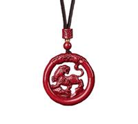 PAMTIER 12 Zodiaco Chino Collar para Hombres Mujeres Amuletos de la Suerte Signo Círculo Rojo Colgante Cuerda Cadena Declaración Personalizado Horóscopo Joyería Tigre