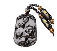 PAMTIER 12 Zodiaco Chino Collar para Hombres Negro Amuletos de la Suerte Signo Colgante Cuentas Cadena Declaración Personalizado Horóscopo Cool Joyería Cerdo