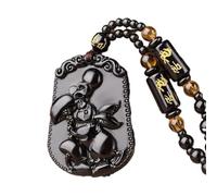 PAMTIER 12 Zodiaco Chino Collar para Hombres Negro Amuletos de la Suerte Signo Colgante Cuentas Cadena Declaración Personalizado Horóscopo Cool Joyería Conejo