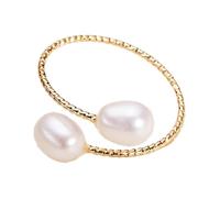 PAMTIER Ajustable Anillos para Mujeres Oro Chapado Perla Imitación Blanco Rosa Púrpura Abierto Lindo Acero Inoxidable Vintage Charm Elegante Declaración Personalizado Delicado Joyería Blanca 1