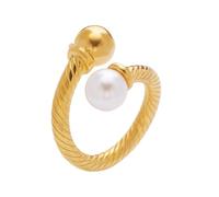 PAMTIER Anillos Para Mujeres Perla Imitación Apilables Abiertos Multicapa Chapado En Oro Acero Inoxidable Vintage Anillo Envuelto Alrededor Del Dedo Joyería Oro Talla 17