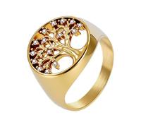 PAMTIER Árbol de la Vida Anillos para Mujeres Plata Oro Chapado Acero Inoxidable Talla 5 Personalizado Circonita Cúbica Delicado Elegante Sello Promesa Charm Joyería Oro Talla 10