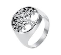 PAMTIER Árbol de la Vida Anillos para Mujeres Plata Oro Chapado Acero Inoxidable Talla 5 Personalizado Circonita Cúbica Delicado Elegante Sello Promesa Charm Joyería Plata Talla 17