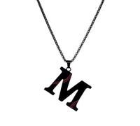 PAMTIER Béisbol Inicial Collar para Hombres A-Z Colgante Acero Inoxidable Delicado Personalizado Declaración Alfabeto Simple Cool Letra Joyería Negro Carta M