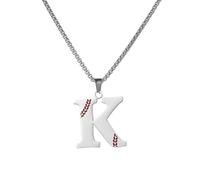 PAMTIER Béisbol Inicial Collar para Hombres A-Z Colgante Acero Inoxidable Delicado Personalizado Declaración Alfabeto Simple Cool Letra Joyería Plata Carta K