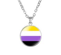 PAMTIER Colgante Colorido Collar para Mujeres Acero Inoxidable Amistad Gay Pride Accesorios Lgbt Círculo Arcoíris Joyería Tipo 10