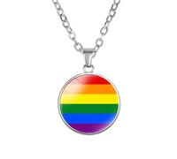 PAMTIER Colgante Colorido Collar para Mujeres Acero Inoxidable Amistad Gay Pride Accesorios Lgbt Círculo Arcoíris Joyería Tipo 1