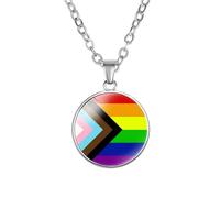 PAMTIER Colgante Colorido Collar para Mujeres Acero Inoxidable Amistad Gay Pride Accesorios Lgbt Círculo Arcoíris Joyería Tipo 11