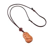 PAMTIER Collar 12 Zodiaco Chino Para Hombres Mujeres Dijes Signo Dije Madera Cadena de Cuerda Simple Afortunado Horóscopo Caballo Cerdo Joyería de Animales Caballo