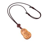 PAMTIER Collar 12 Zodiaco Chino Para Hombres Mujeres Dijes Signo Dije Madera Cadena de Cuerda Simple Afortunado Horóscopo Caballo Cerdo Joyería de Animales Dragón