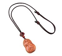 PAMTIER Collar 12 Zodiaco Chino Para Hombres Mujeres Dijes Signo Dije Madera Cadena de Cuerda Simple Afortunado Horóscopo Caballo Cerdo Joyería de Animales Perro