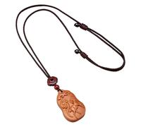 PAMTIER Collar 12 Zodiaco Chino Para Hombres Mujeres Dijes Signo Dije Madera Cadena de Cuerda Simple Afortunado Horóscopo Caballo Cerdo Joyería de Animales Oveja