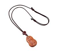 PAMTIER Collar 12 Zodiaco Chino Para Hombres Mujeres Dijes Signo Dije Madera Cadena de Cuerda Simple Afortunado Horóscopo Caballo Cerdo Joyería de Animales Gallo