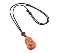 PAMTIER Collar 12 Zodiaco Chino Para Hombres Mujeres Dijes Signo Dije Madera Cadena de Cuerda Simple Afortunado Horóscopo Caballo Cerdo Joyería de Animales Buey