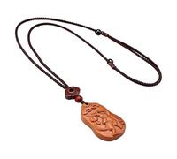 PAMTIER Collar 12 Zodiaco Chino Para Hombres Mujeres Dijes Signo Dije Madera Cadena de Cuerda Simple Afortunado Horóscopo Caballo Cerdo Joyería de Animales Mono