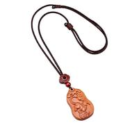 PAMTIER Collar 12 Zodiaco Chino Para Hombres Mujeres Dijes Signo Dije Madera Cadena de Cuerda Simple Afortunado Horóscopo Caballo Cerdo Joyería de Animales Rata