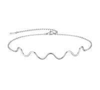 PAMTIER Collar de Las Mujeres de Acero Inoxidable Wave Line Collares con Cadenas Plata