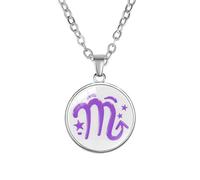 PAMTIER Collar Signo del Zodiaco para Mujeres Hombres Parejas Círculo Espíritu Colgante Astrología Constelación Celeste Horóscopo Acero Inoxidable Sencillo Colorido Joyería Escorpio
