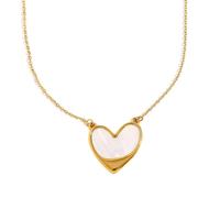 PAMTIER Collares de Concha para Mujeres Acero Inoxidable Delicado Corazón de Amor Colgante Delicado Simple Minimalista Oro Plata Joyería Oro