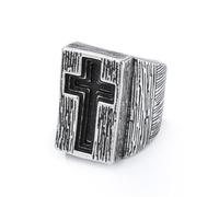 PAMTIER Cruz Anillos para Hombres Acero Inoxidable Personalizado Hip Hop Declaración Vintage Punk Simple Grande Voluminoso Joyería Color retro Talla 19